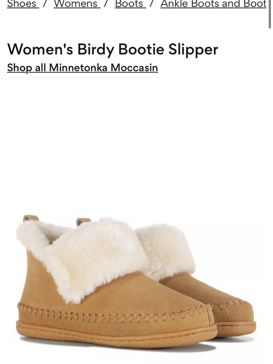 Minnetonka Shoes - Minnetonka Women's Birdy Bootie Slipper - Cream Shearling, Tan Suede New
